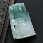 糯冰种飘花缅甸翡翠节节高挂件