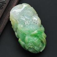 糯冰种三彩缅甸翡翠A货福从天降挂件