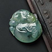 冰种飘花缅甸翡翠A货福禄寿挂件