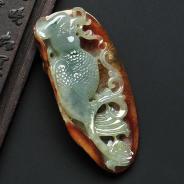 糯冰种褐黄翡缅甸翡翠A货英明神武挂件