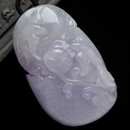 糯冰种紫罗兰缅甸翡翠A货双喜临门挂件