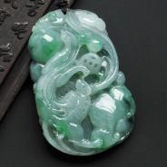 糯冰种翠色缅甸翡翠A货龙行如意挂件