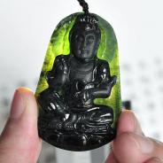 冰种墨翠缅甸翡翠A货观音挂件