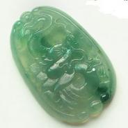 冰种飘花缅甸翡翠龙牌挂件