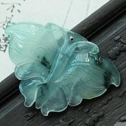 冰种飘花缅甸翡翠蝴蝶挂件