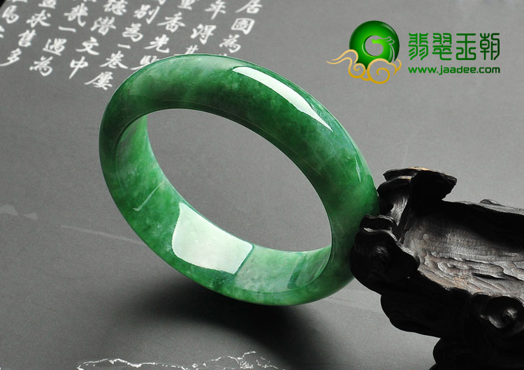 糯冰种翠绿浓绿缅甸翡翠A货手镯（56.3mm）