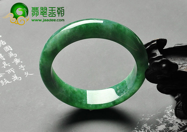 糯冰种翠绿浓绿缅甸翡翠A货手镯（56.3mm）
