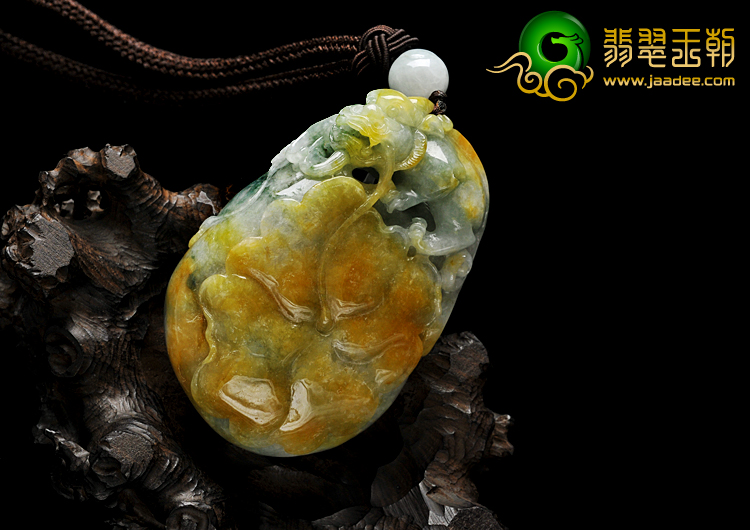 糯冰种黄翡缅甸翡翠A货貔貅送福手玩件