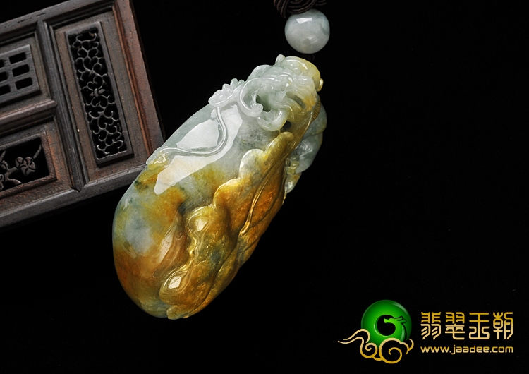 糯冰种黄翡缅甸翡翠A货貔貅送福手玩件