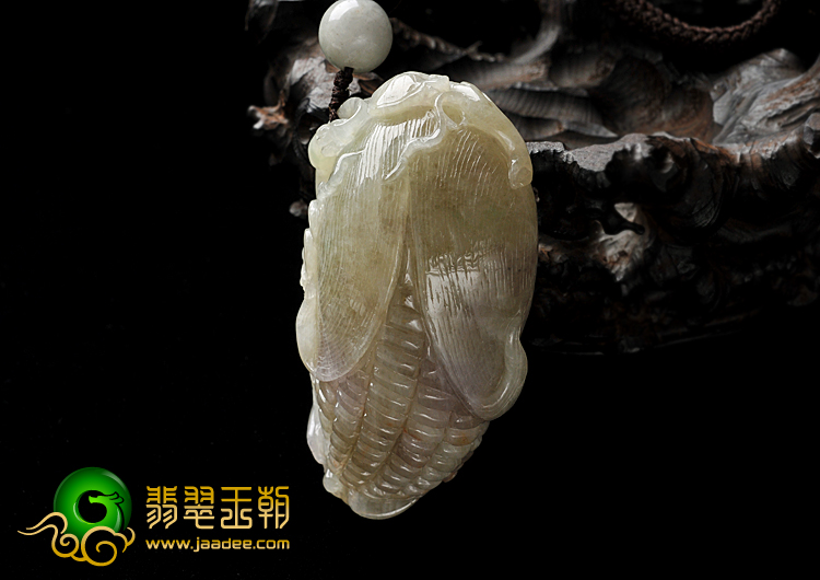 feicui糯冰种淡黄翡缅甸翡翠A货玉米手玩件
