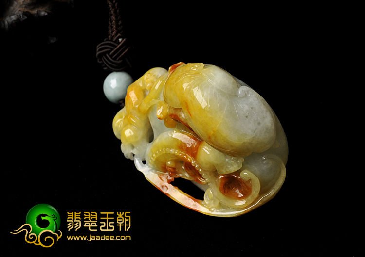 细糯种红黄翡缅甸翡翠A货龙腾四海手玩件