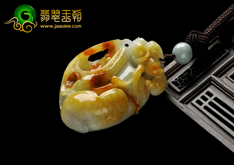 细糯种红黄翡缅甸翡翠A货龙腾四海手玩件