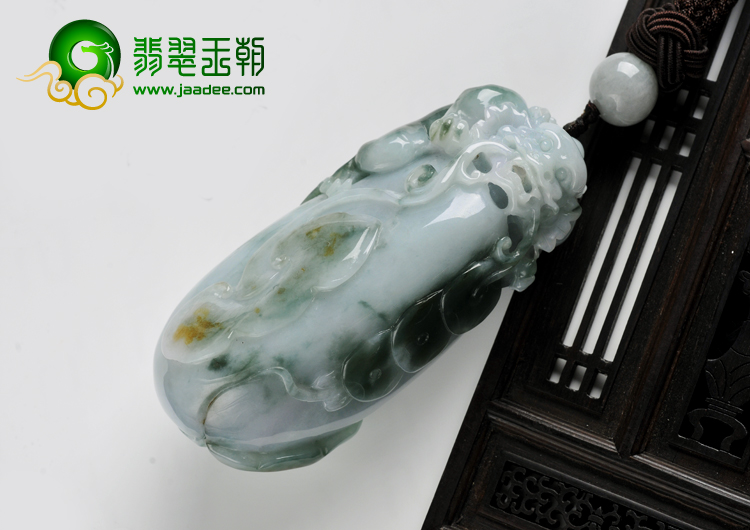 细糯种三彩缅甸翡翠麒麟送福A货手玩件