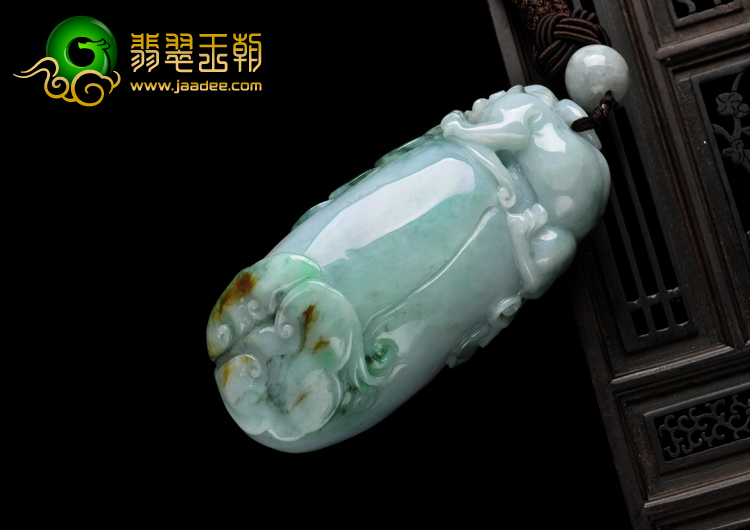 细糯种三彩缅甸翡翠麒麟送福A货手玩件