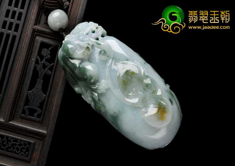 细糯种三彩缅甸翡翠麒麟送福A货手玩件