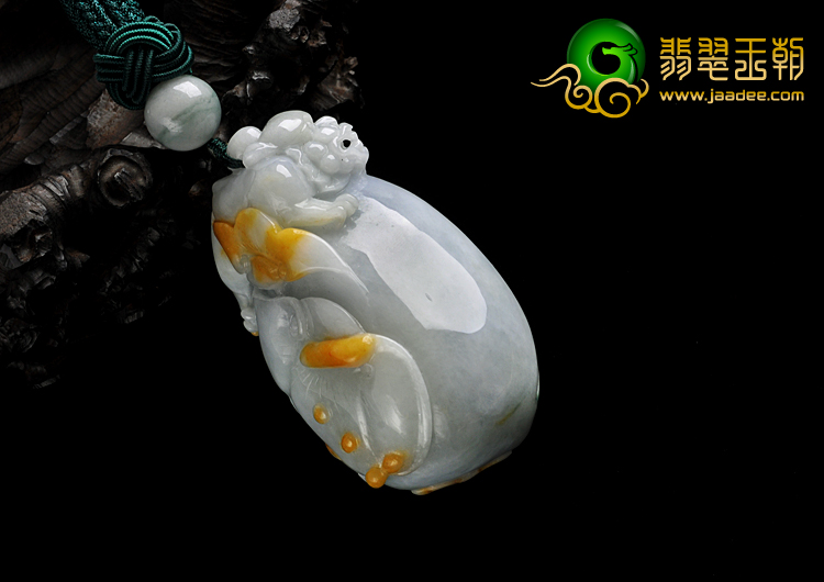 细糯种黄翡缅甸翡翠A货麒麟送福手玩件