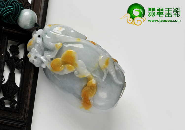 细糯种黄翡缅甸翡翠A货麒麟送福手玩件