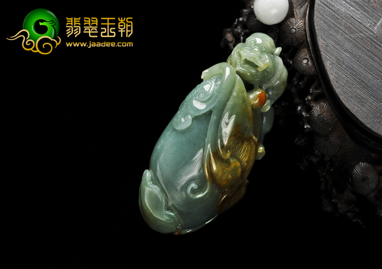 细糯种晴水褐黄翡缅甸翡翠A货麒麟送福手玩件