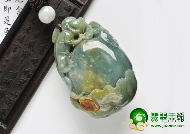 细糯种晴水褐黄翡缅甸翡翠A货麒麟送福手玩件
