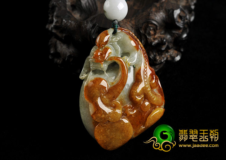 细糯种褐红翡缅甸翡翠A货飞龙手玩件