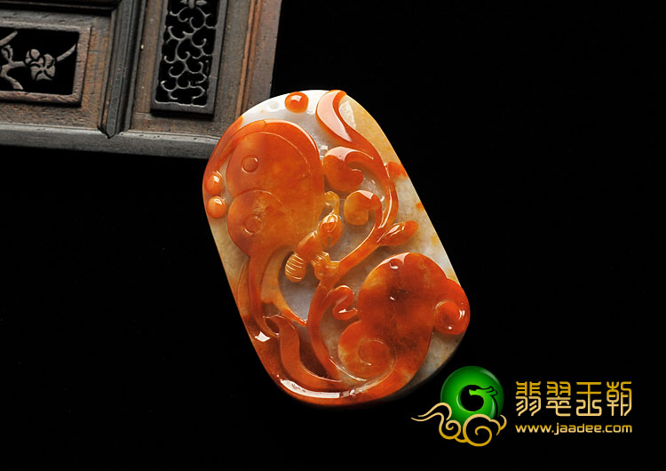 糯冰种红黄翡缅甸翡翠A货蝴蝶挂件