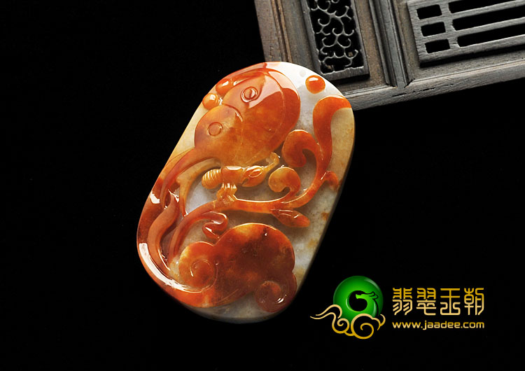 糯冰种红黄翡缅甸翡翠A货蝴蝶挂件