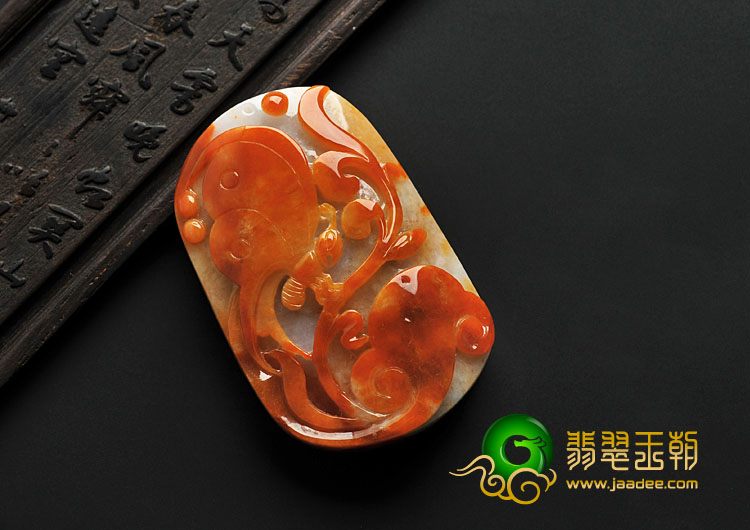 糯冰种红黄翡缅甸翡翠A货蝴蝶挂件