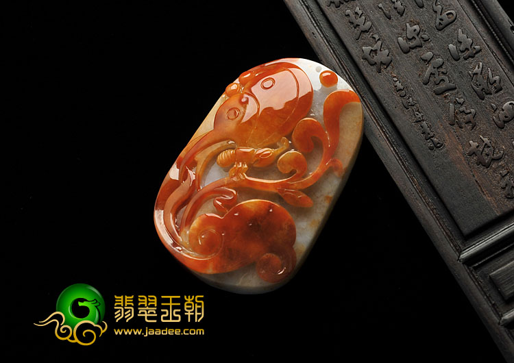 糯冰种红黄翡缅甸翡翠A货蝴蝶挂件