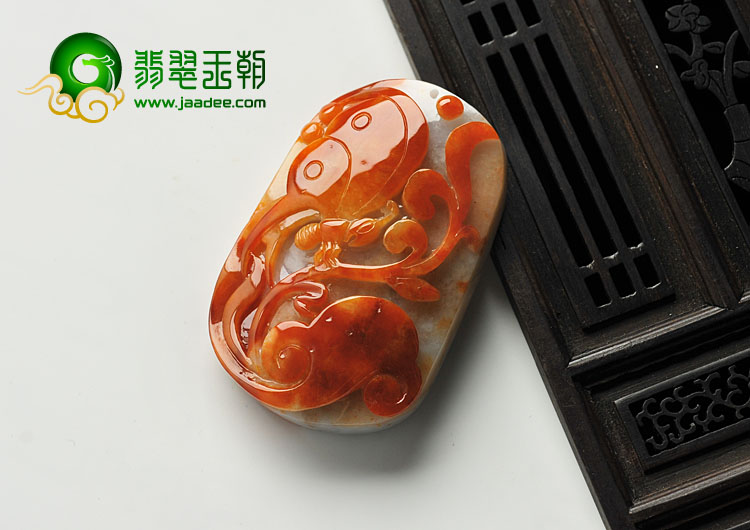 糯冰种红黄翡缅甸翡翠A货蝴蝶挂件