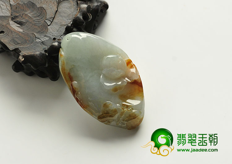 糯冰种褐红翡缅甸翡翠A货蝶恋花挂件