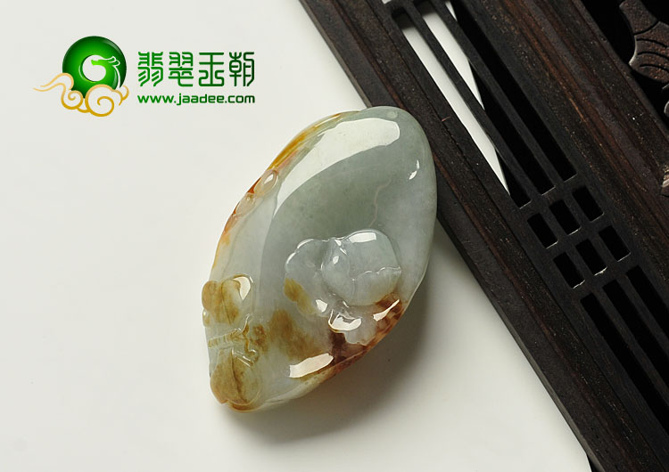 糯冰种褐红翡缅甸翡翠A货蝶恋花挂件