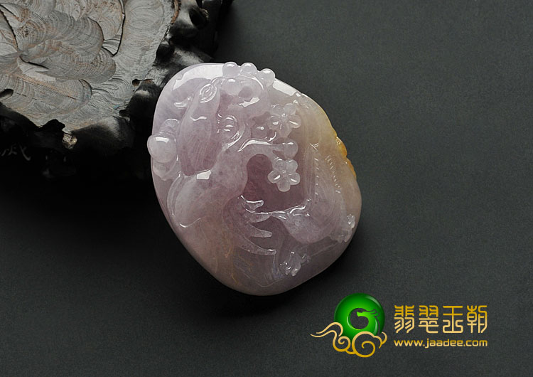 糯冰种紫罗兰黄翡缅甸翡翠A货喜上眉梢挂件