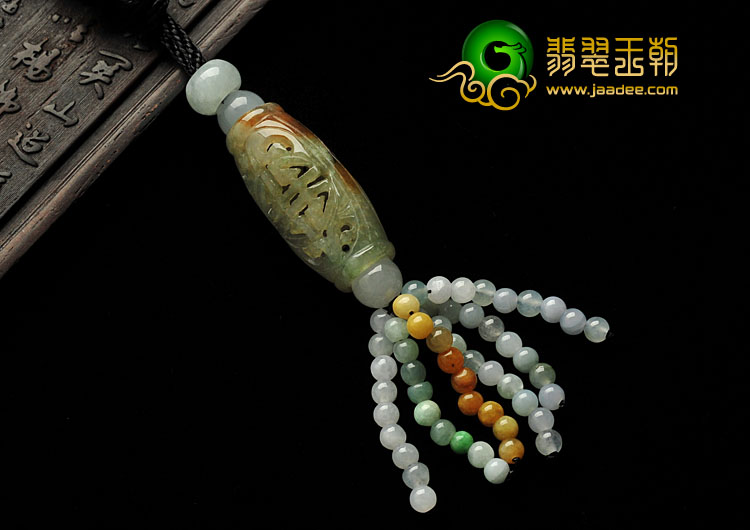 糯冰种晴水褐黄翡缅甸翡翠A货福柱挂件