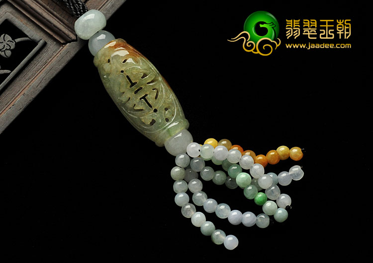 糯冰种晴水褐黄翡缅甸翡翠A货福柱挂件