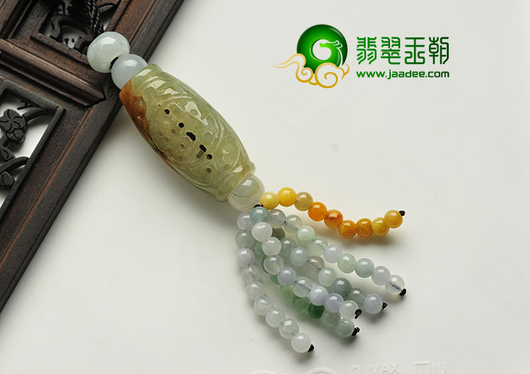 糯冰种晴水褐黄翡缅甸翡翠A货福柱挂件