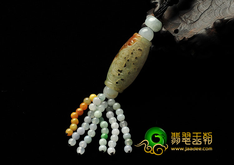 糯冰种晴水褐黄翡缅甸翡翠A货福柱挂件