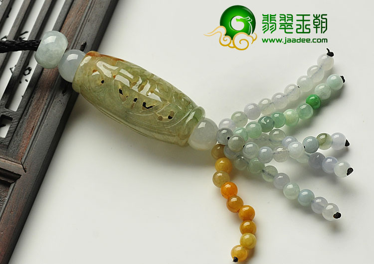 糯冰种晴水褐黄翡缅甸翡翠A货福柱挂件