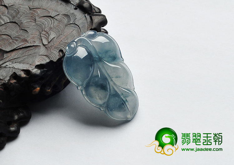 冰种飘花缅甸翡翠A货叶子挂件