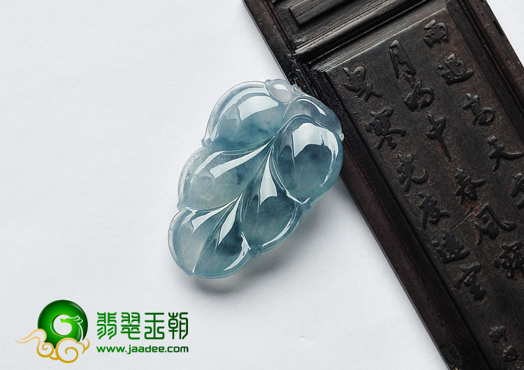 冰种飘花缅甸翡翠A货叶子挂件
