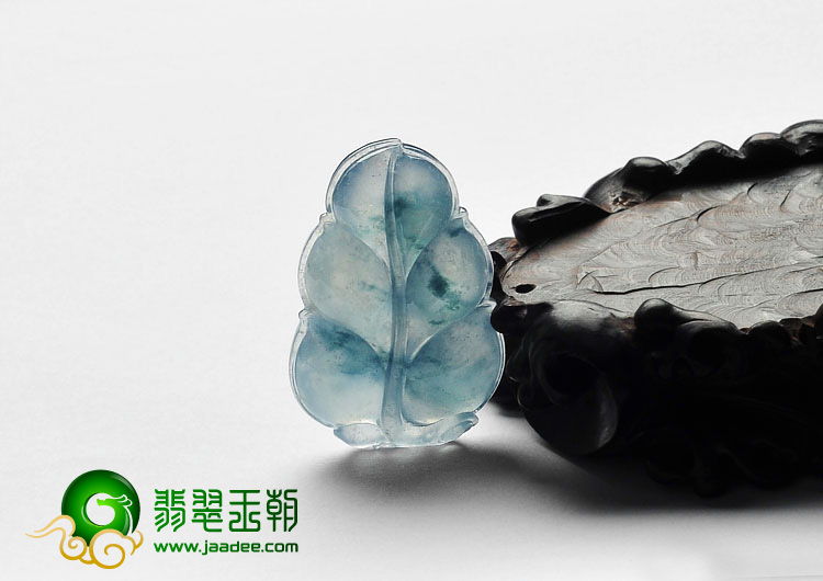 冰种飘花缅甸翡翠A货叶子挂件