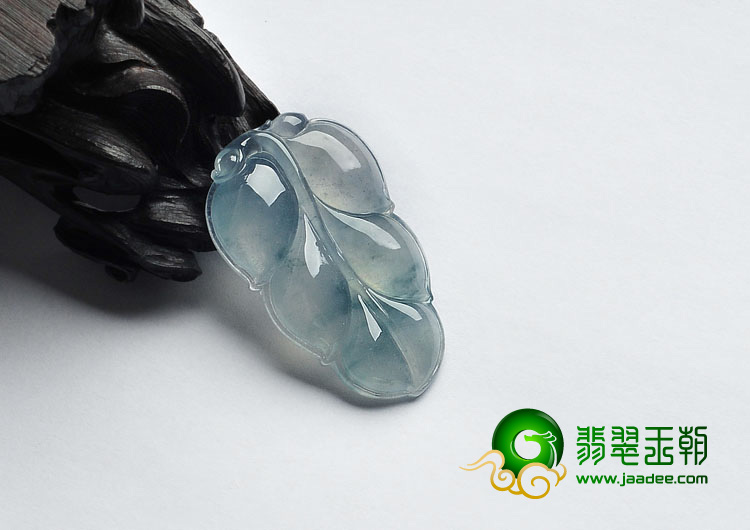 冰种飘花缅甸翡翠A货叶子挂件