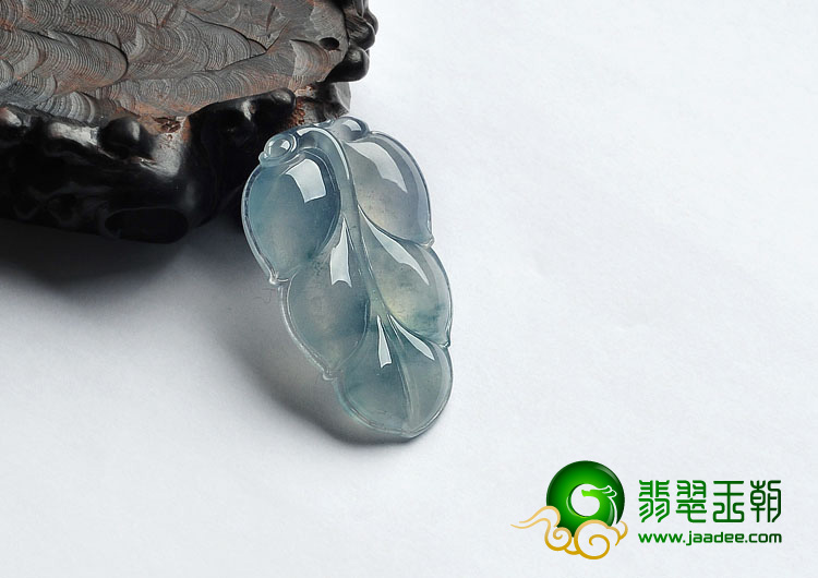 冰种飘花缅甸翡翠A货叶子挂件