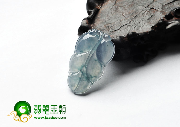 冰种飘花缅甸翡翠A货叶子挂件
