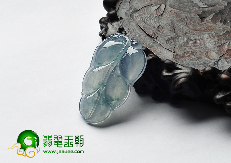 冰种飘花缅甸翡翠A货叶子挂件