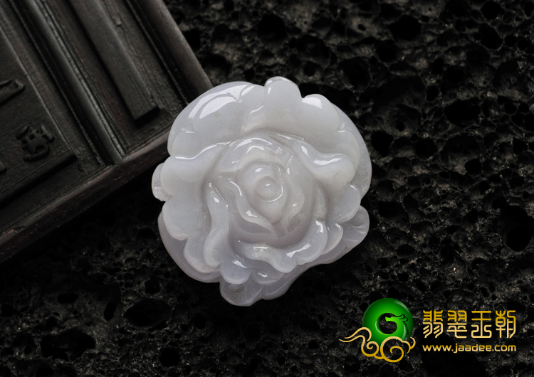 糯冰种淡紫罗兰缅甸翡翠A货玫瑰花挂件