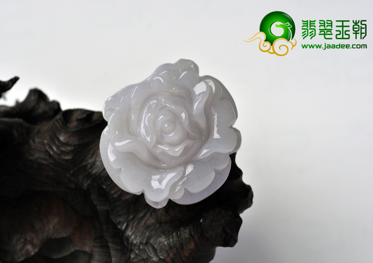 糯冰种淡紫罗兰缅甸翡翠A货玫瑰花挂件
