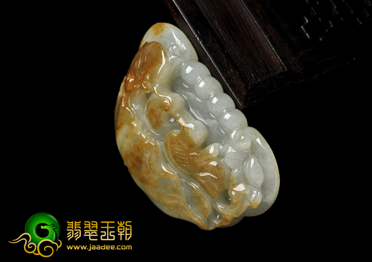 糯冰种褐黄翡缅甸翡翠A货鸳鸯锁挂件