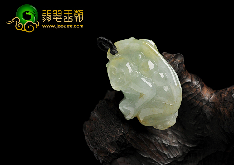 冰种晴水带黄翡缅甸翡翠A货灵猴献寿挂件