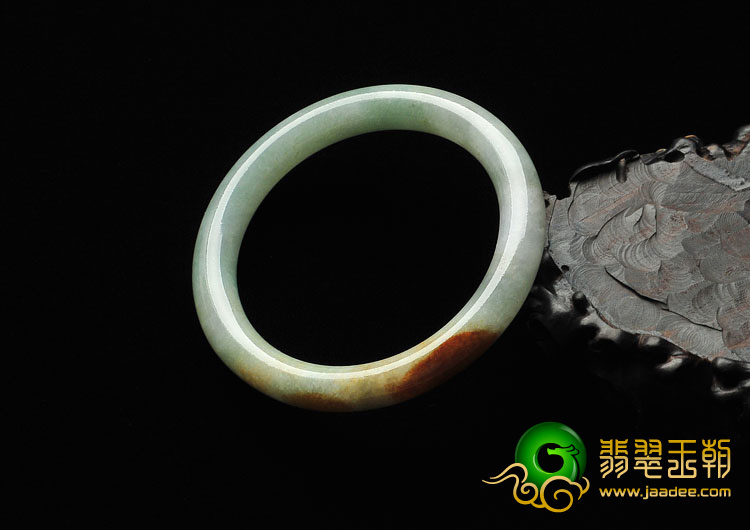 糯冰种褐黄翡缅甸翡翠A货圆条手镯（57.8mm）