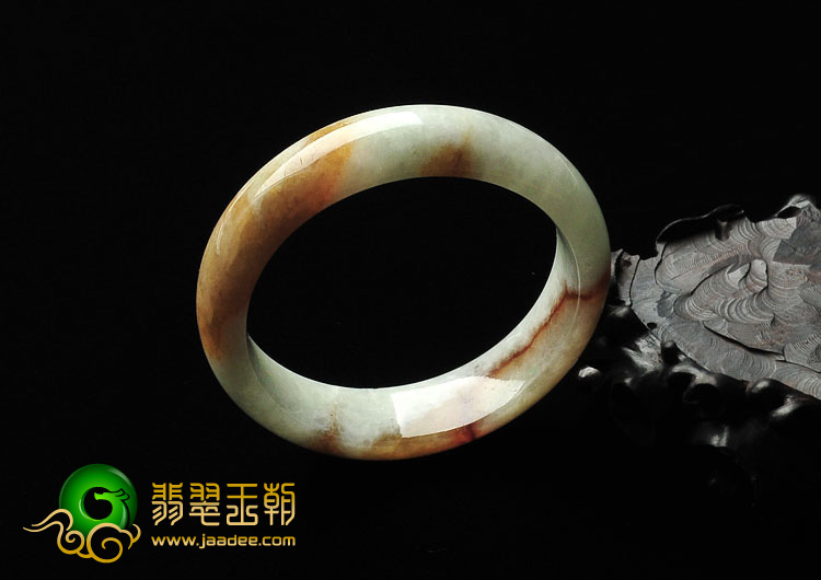 糯冰种褐黄翡缅甸翡翠手镯（52mm）